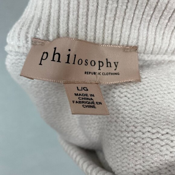 Philosophy Sweater Striped Women Crew Neck White‎ Black Size Large Soft Cozy - Picture 3 of 10